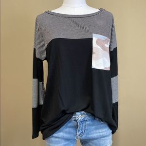 Camo Pocket Color Block top